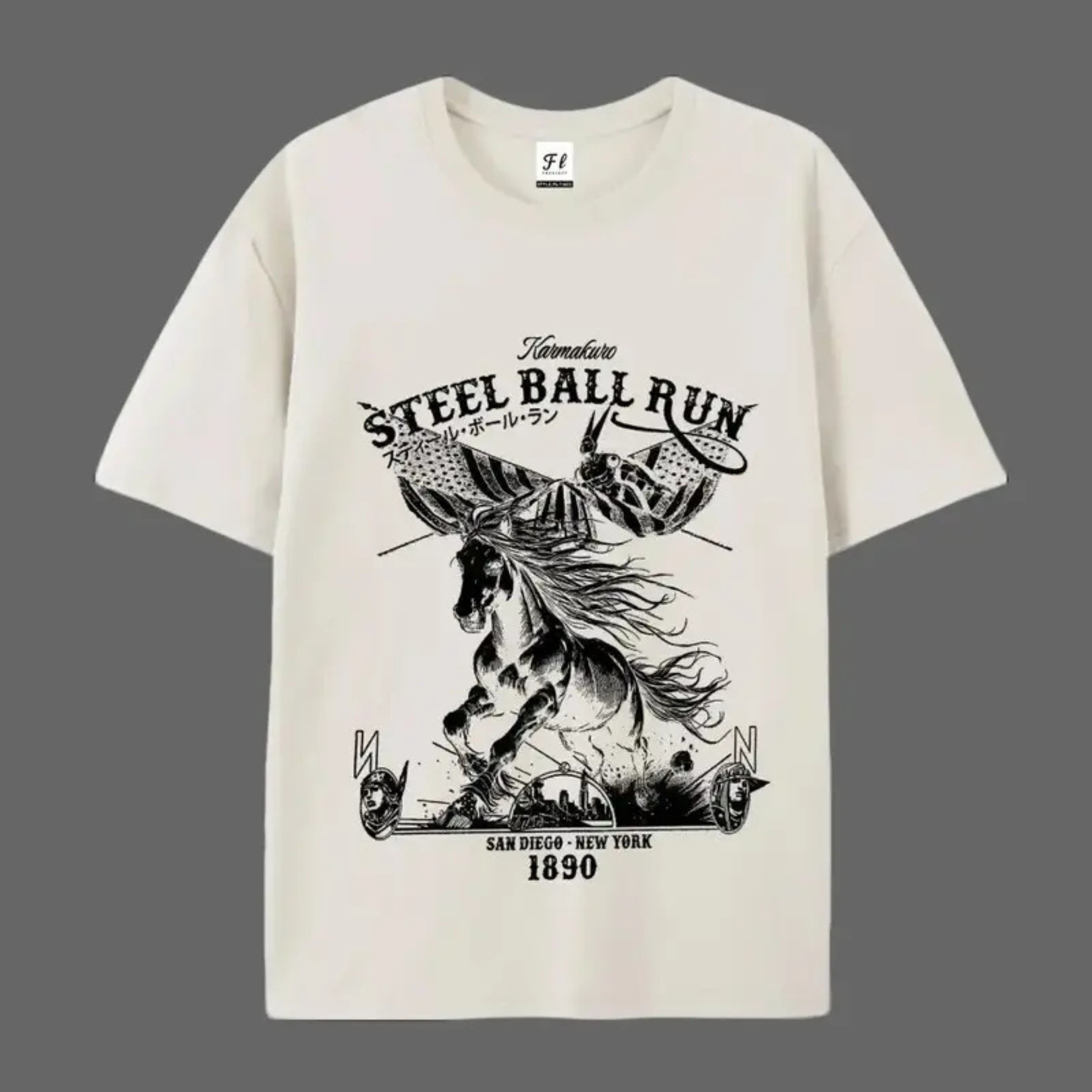 "SBR" Horse Racing American Flag T-Shirt – Retro Western Anime Style Graphic Tee, Unisex Cotton Shirt