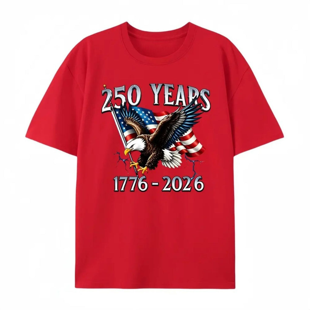 "250 Years of Liberty" T-Shirt – 1776–2026 Eagle & USA Flag Patriotic Graphic Tee, Unisex Cotton Shirt
