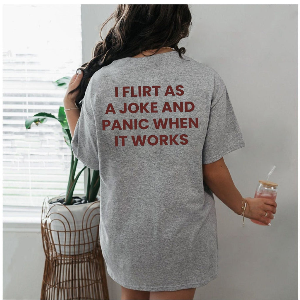 "I Flirt As A Joke" Funny T-Shirt – Sarcastic Social Anxiety Graphic Tee, Premium 100% Cotton Relatable Introvert Top, Made in USA