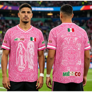 Mexico Faith Soccer Jersey – Light Pink Virgencita & San Juditas World Cup Shirt