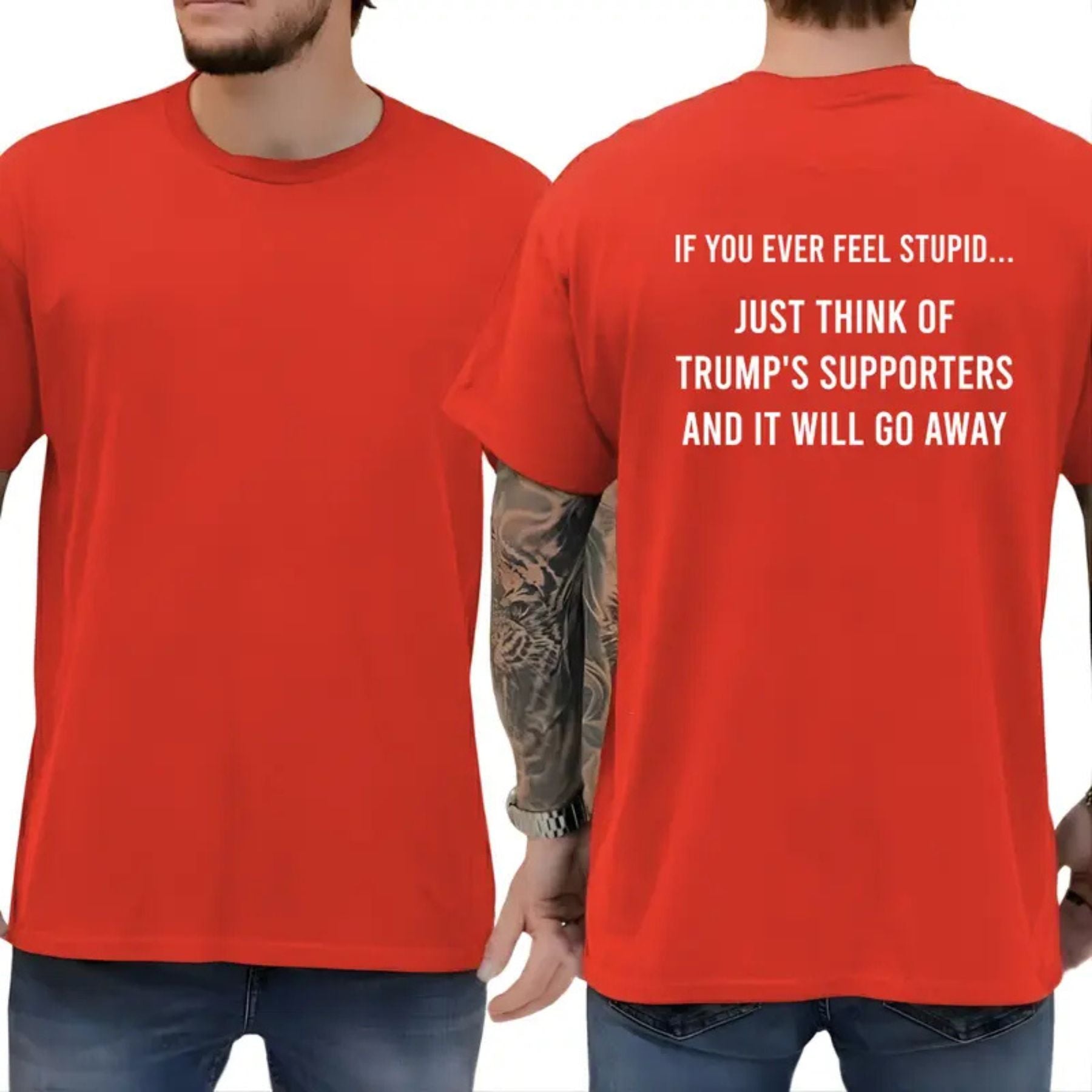 "Think Of Trump's Supporters" Funny Sarcastic Liberal T-Shirt – Bold Progressive Statement Graphic Top, Urban Political Satire Tee