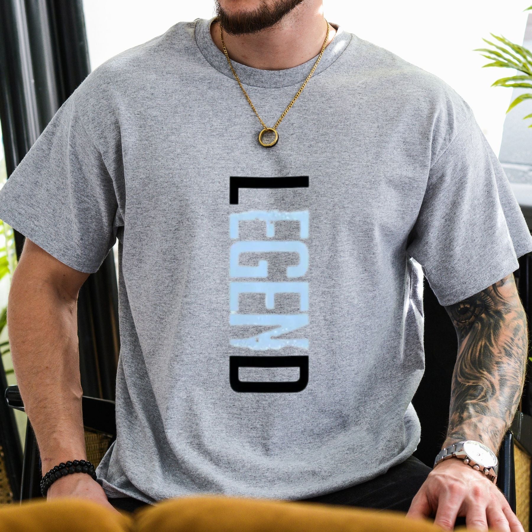 "LEGEND" Vertical Graphic T-Shirt – Minimalist Streetwear Typography Tee, Unisex Cotton Shirt