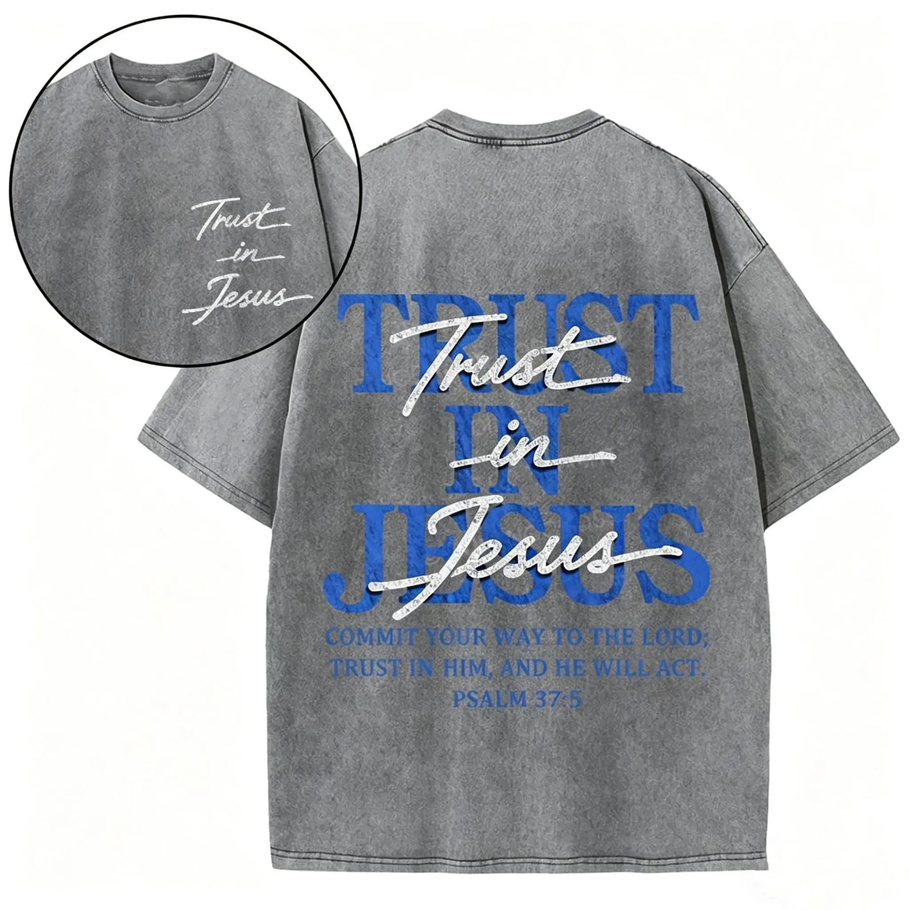 "Commit Your Way" Bible Verse Shirt – Retro Washed Christian Graphic Tee