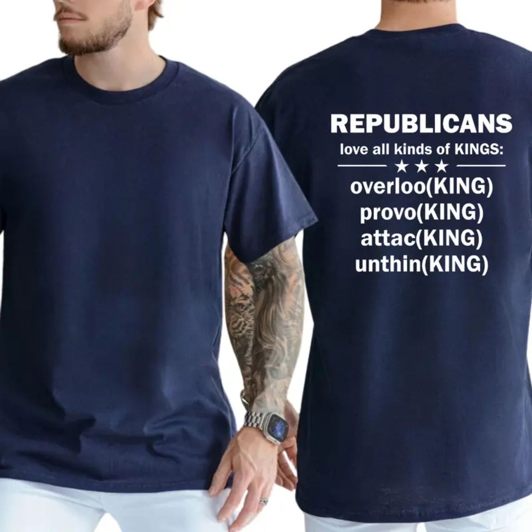 "Republicans Love Kings" Funny Sarcastic Political T-Shirt – Bold Liberal Statement Graphic Top, Urban Streetwear Satire Tee