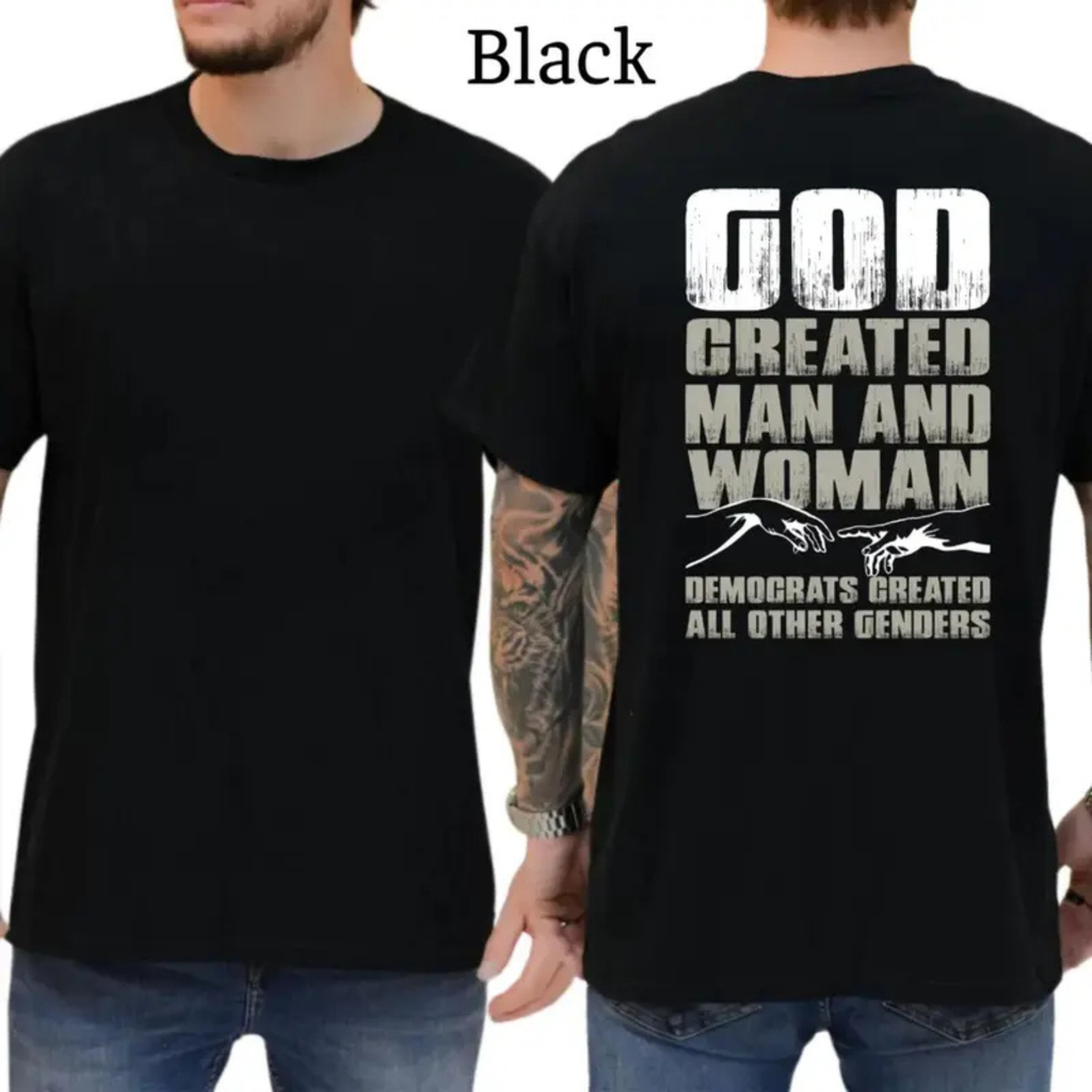 God Created Man & Woman T-Shirt – Traditional Christian Values Tee