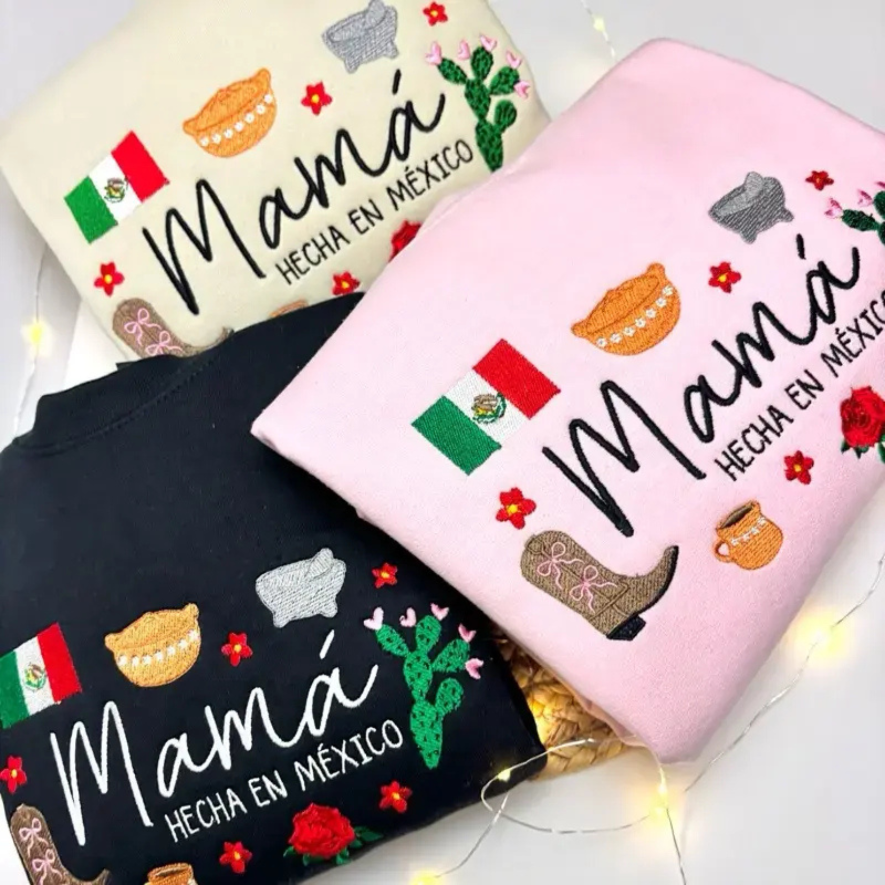 Embroidered "Mamá Hecha en México" Floral Sweatshirt
