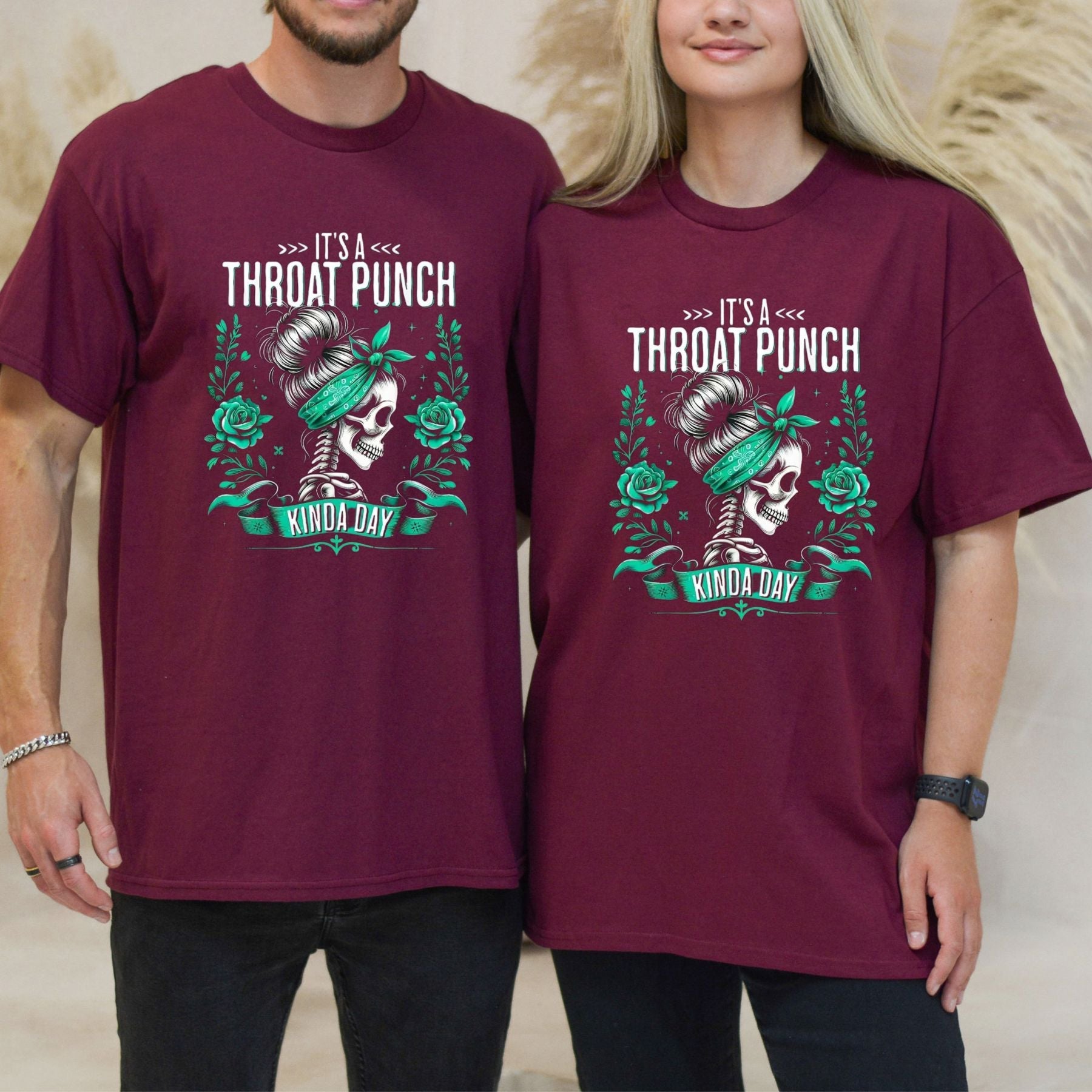 "It's That Kind of Day" Skull & Roses T-Shirt – Edgy Biker Style Graphic Tee, Unisex Cotton Shirt