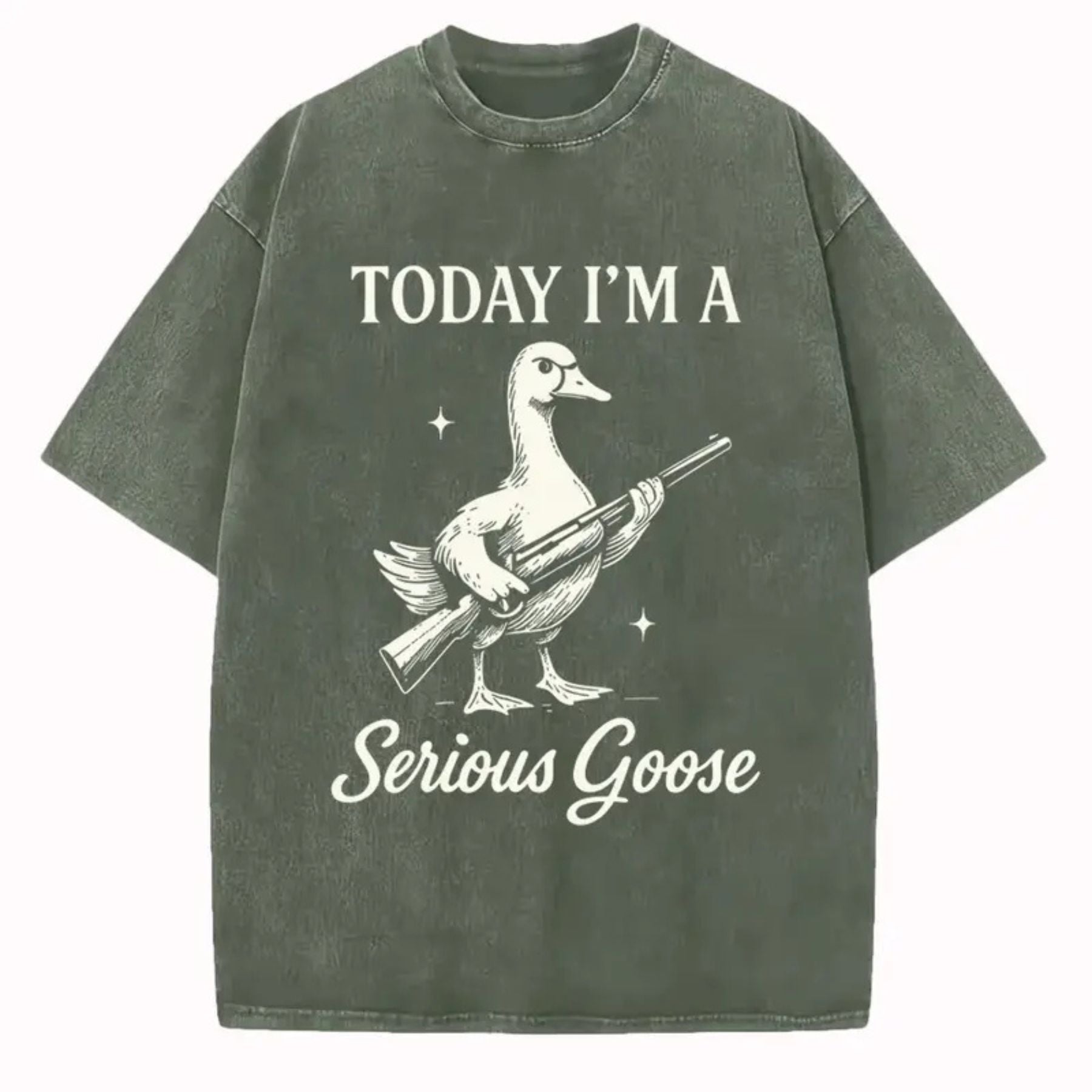 Serious Goose Graphic T-Shirt – Quirky Animal Art & Funny Slogan Tee, Premium Washed Cotton Standout Casual Wear for Men & Women