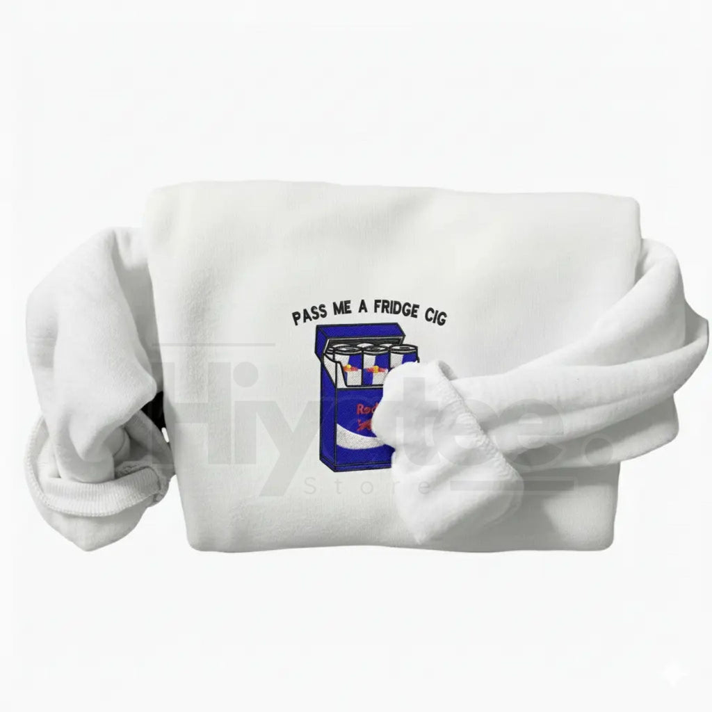 Funny "Pass Me A Fridge of Blue Soda" Embroidered Sweatshirt – Sarcastic Holiday Crewneck