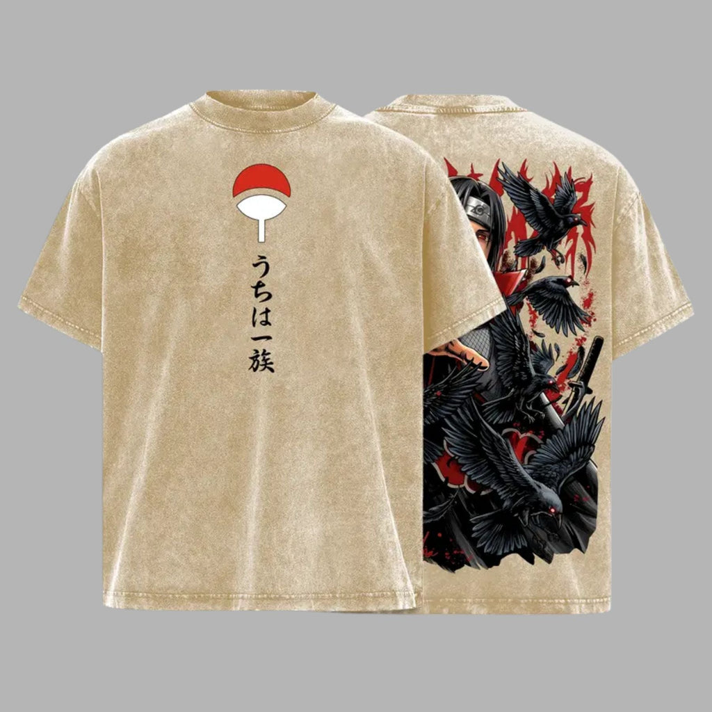 Dark Ninja Illusion Vintage Washed T-Shirt – Oversized Anime-Inspired Graphic Tee