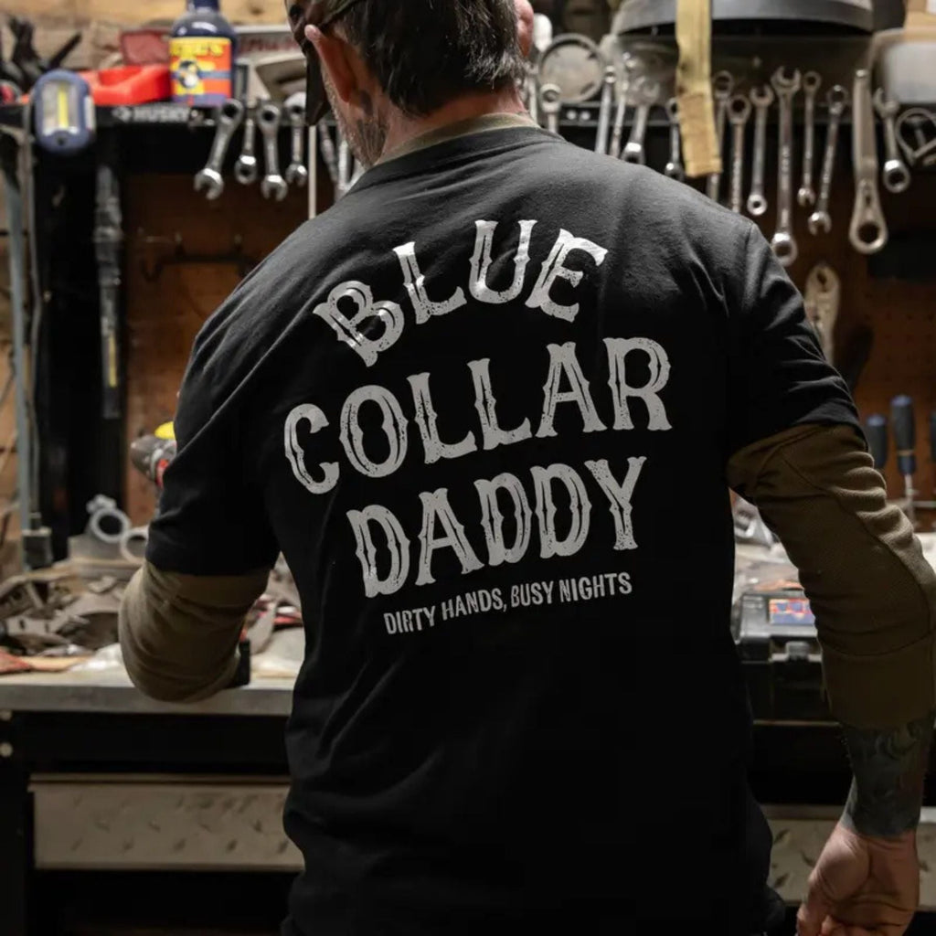 "Blue Collar Daddy" T-Shirt – Industrial Workwear Graphic Tee, Unisex Cotton Shirt