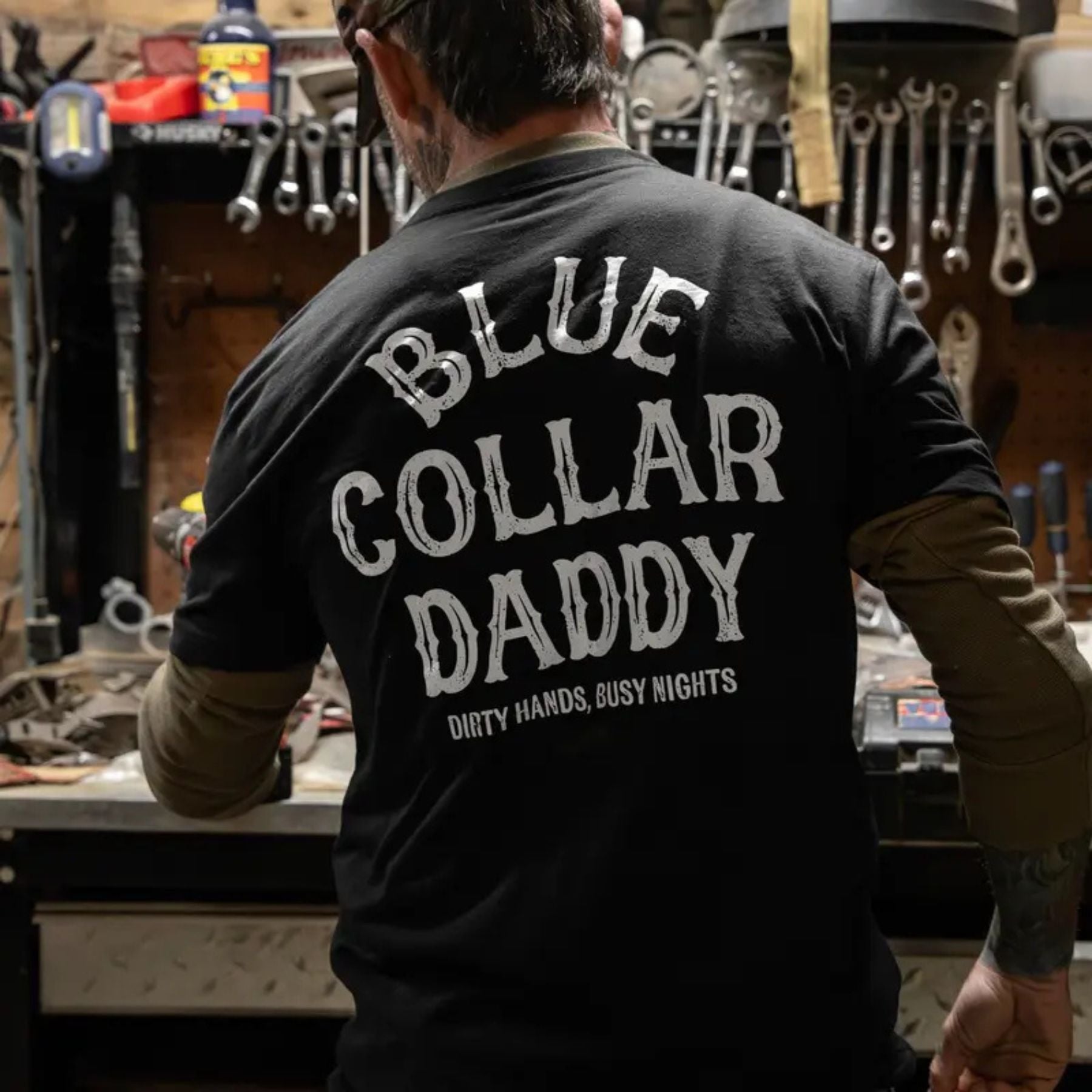 "Blue Collar Daddy" T-Shirt – Industrial Workwear Graphic Tee, Unisex Cotton Shirt