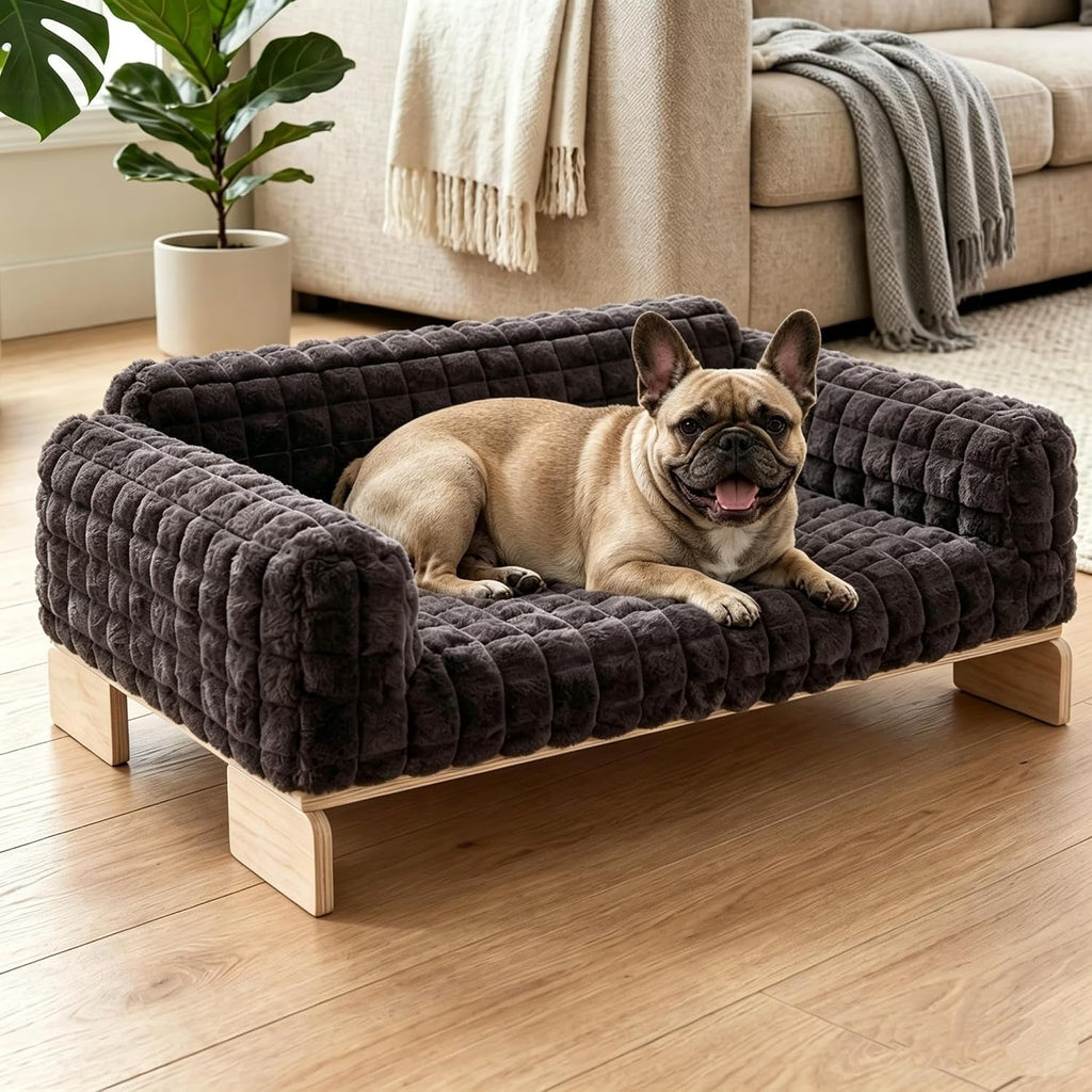 Elevated Wooden Pet Sofa Bed – 2 Sizes, 2 Colors