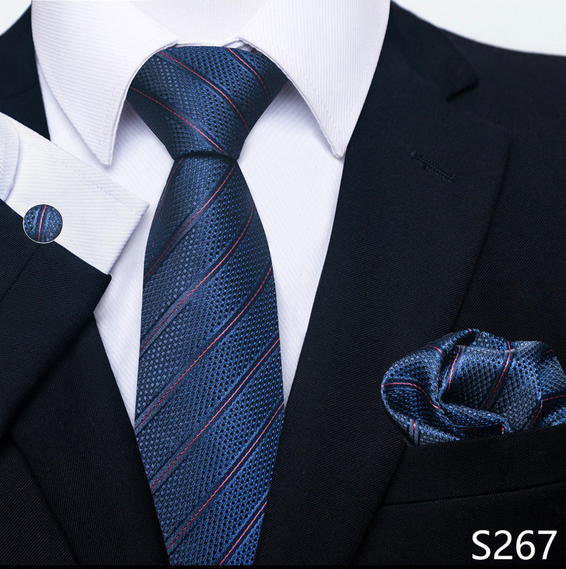 Men's Creative All-match Business Formal Wear Tie Scarf Cuff Buckle Set