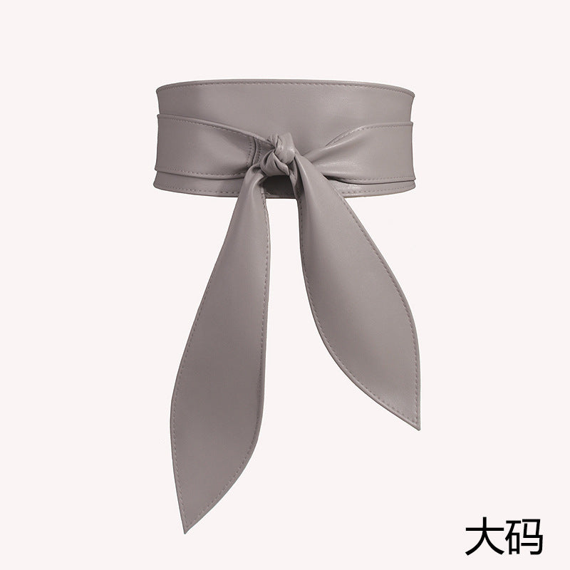 Amazon Cross-border Women's Wide Waist Cover Soft All-match Elegant Bow Ribbon Super Long In Stock Tie Belt