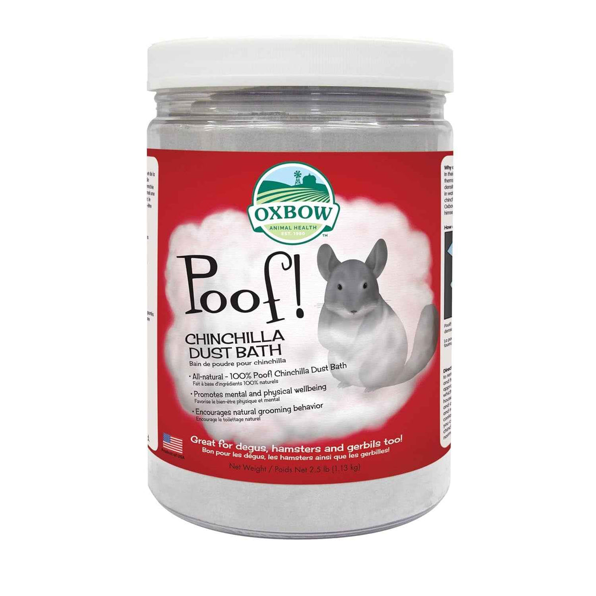 Oxbow POOF! Chinchilla Dust Bath Natural Blue Beauty Grooming Powder 2.5lb