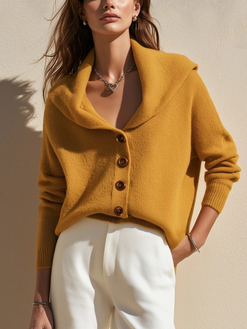 Womens New Shawl-collar Button-front Knitted Cardigan Sweater