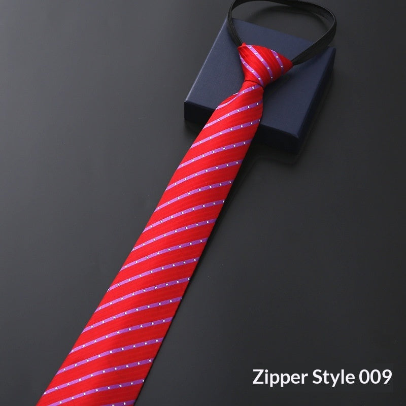Mens Business Formal Zipper Tie With Blue Stripes