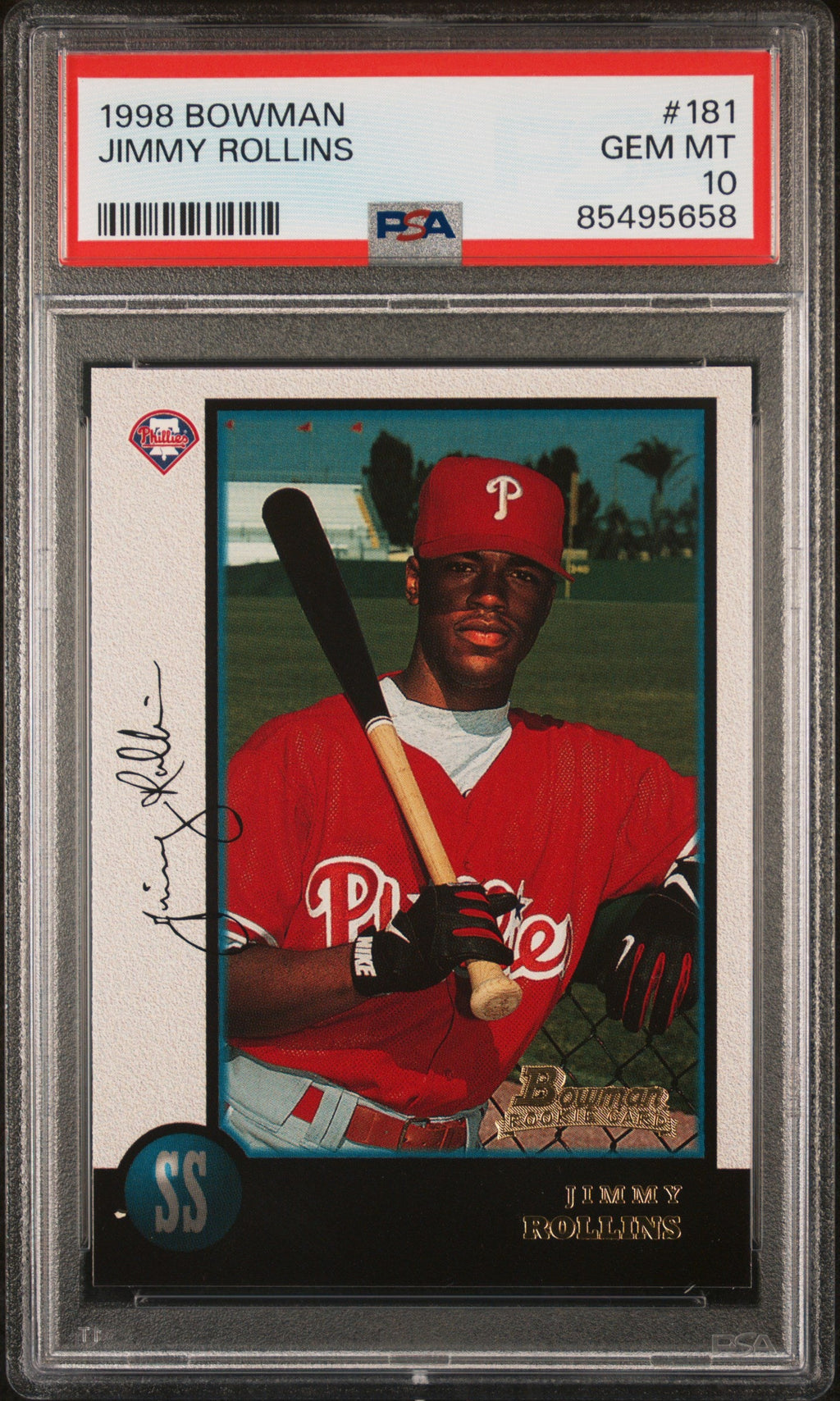 Graded 1998 Topps Bowman Jimmy Rollins #181 Rookie RC Baseball Card PSA 10 Gem Mint