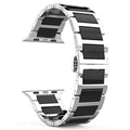 Universal Stainless Steel And Black Ceramics Apple Stainless Steel Strap