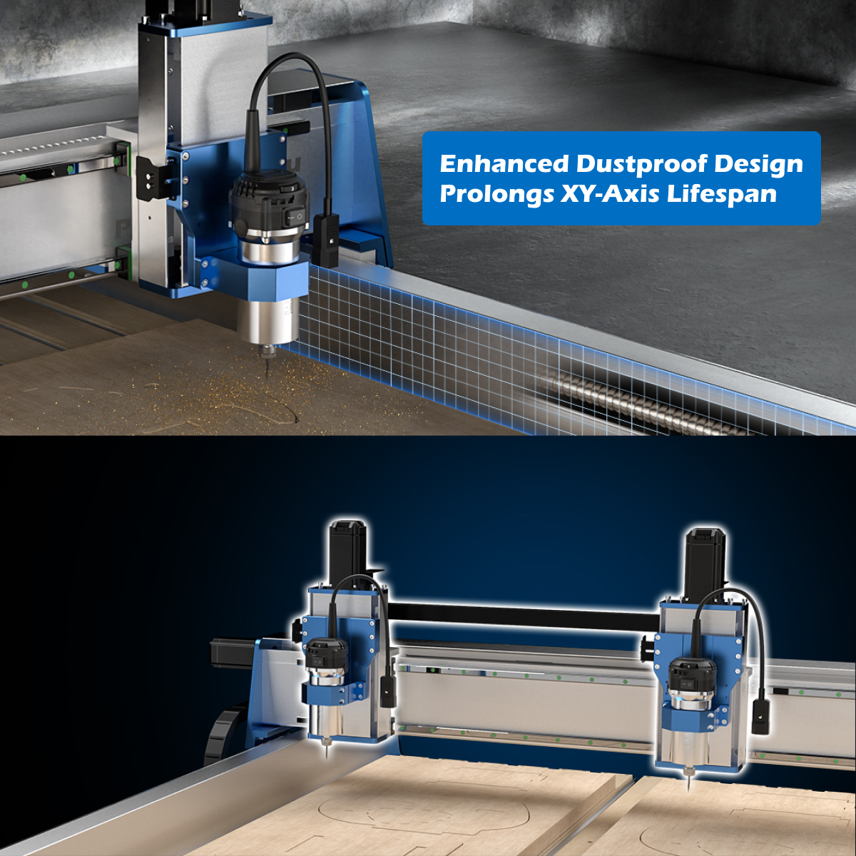 PROVerXL 4x4 CNC Router Machine, Support Dual Z-Axis, Closed-loop Stepper Motor, Ball Screw Drive System, 1300x1300 Work Area for Wood Metal Carving