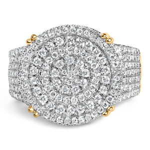 Men's 10K Yellow Gold 2-1/10 Cttw Diamond Concentric Circles Cocktail Ring