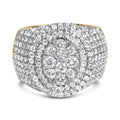 Men's 10K Yellow Gold 2-1/2 Cttw Round Diamond Cluster Cocktail Ring