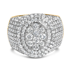 Men's 10K Yellow Gold 2-1/2 Cttw Round Diamond Cluster Cocktail Ring