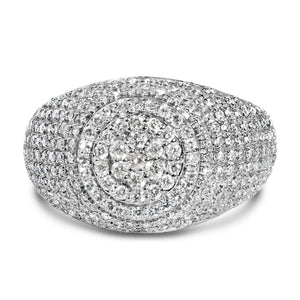 Men's 10K Yellow Gold 1 1/2 Cttw Diamond Cluster Dome Band Ring