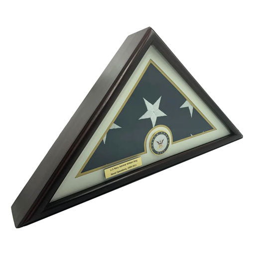 Flags Connections - 5x9 Burial/Funeral/Veteran Flag Elegant Display Case, Solid Wood, Cherry Finish