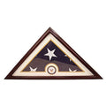 Flags Connections - Navy Flag Display Small Case Box, 5x9 Burial - Funeral - Veteran Flag Elegant Display Case with Flat Base, Solid Wood, Cherry Finish.