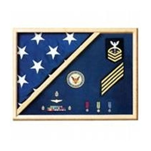 Air Force Blue - Wood Flag Display Case - Red, Blue, Green, Black or Maroon Background Color.