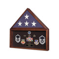 Burial Flag Medal Display case, Ceremonial Flag display - Fit 3' x 5' Flag or Fit 5' x 9.5' Casket Flag.