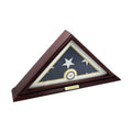 Flags Connections - 5'x9' Flag Display Case for American Veteran Burial Flag - Solid Wood, Cherry Finish - Small Base - Navy.