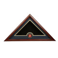 Medallion Flag Display Case, Memorial Flag Display case with Marine Corps - Maron.