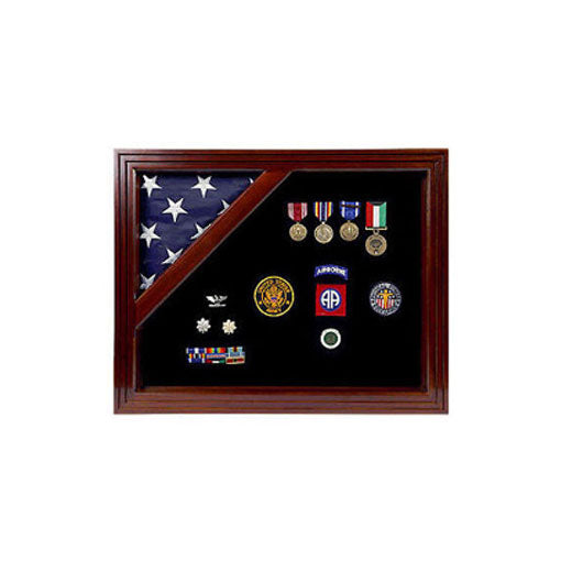 American Corner flag and medal display case, Fit 3 x 5 Flag.