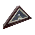 Flags Connections - 5x9 Burial/Funeral/Veteran Flag Elegant Display Case with Base, Solid Wood, Mahogany Finish (Navy).