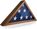 Flag Connections Rustic Flag Case - Solid Wood Military Flag Display Case for 9.5 x 5 American Veteran Burial Flag