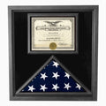 Flag and Certificate Case Black Frame, with Certificate Holder American Made - Material and Size.