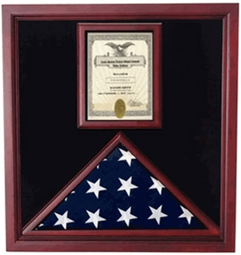 Flag and Document Case - Vertical 8 1/2 x 11 Document for Hanging Medals and Other Memorabilia - fit 3' x 5' or 5' x 9.5' flag.