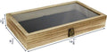 Flag Connection Wooden Jewelry Display case with Tempered Glass Top Lid, Oak Color