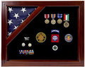 Military Award Shadow Box with Display Case for 3ft x 5ft Flag - Felt in Black.