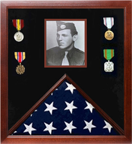 Photo Flag and Medal Display Case, Flag and Photo Frame 3" x 5".