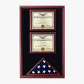 2 Certificates Flag Display case - Oak.