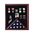 Flag Display Case Combination For Medals and Photos - Fit 3' x 5' Flag.