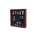 Flag Medal Display Case, Wood Military Flag Medal Shadow Boxes, Cherry Case