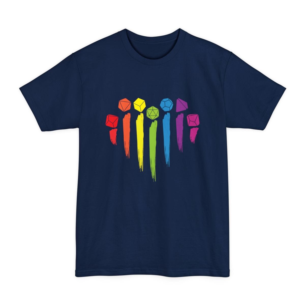 D&D Pride Tall T-Shirt with Dice Rainbow