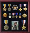 Military Medal Display case, American medal Shadowbox - Cherry