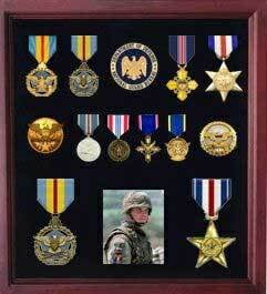 Military Medal Display case, American medal Shadowbox - Cherry