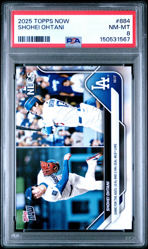 Graded 2025 Topps Now Shohei Ohtani #884 Baseball Card PSA 8 Near Mint